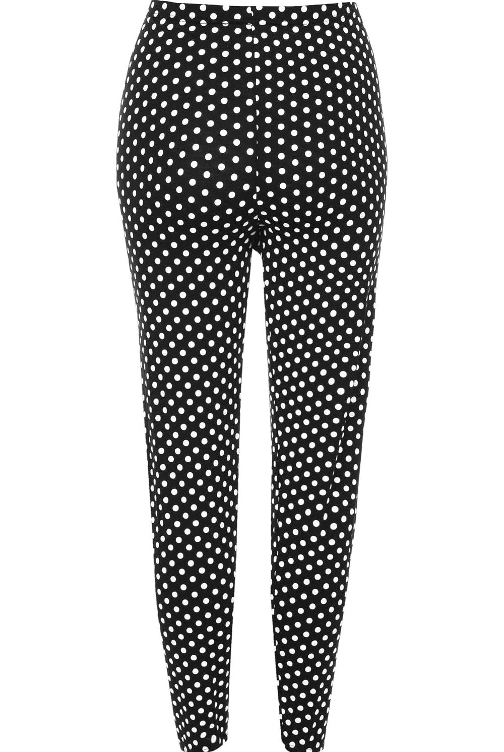 Black Polka Dot White Spot Leggings Leggings WearAll