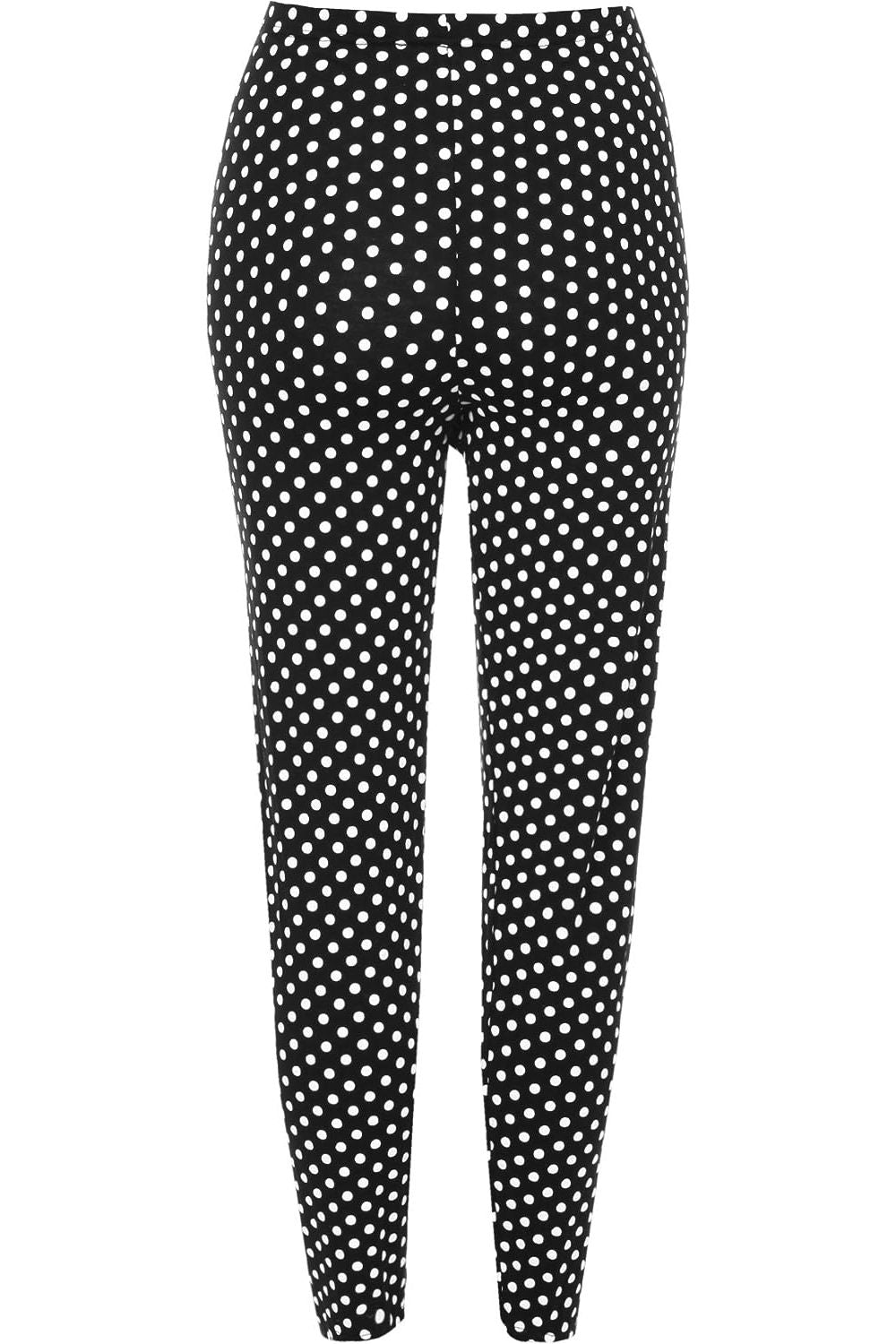 Black Polka Dot White Spot Leggings Leggings WearAll