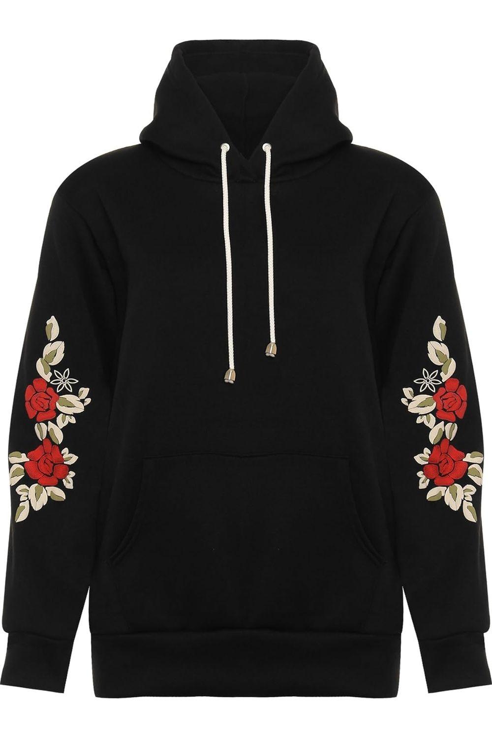 Embroidered Pouch Pocket Sweatshirt Tops WearAll