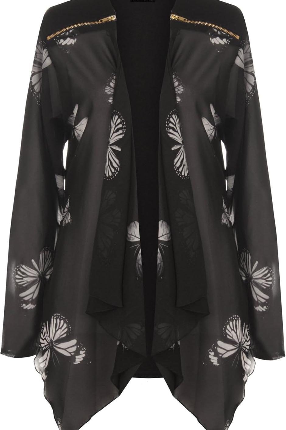 Chiffon Butterfly Print Sheer Cardigan Top cardigan WearAll