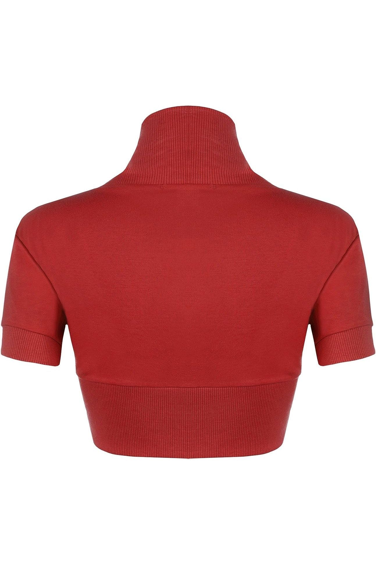 Short Sleeve Ribbed Bolero Shrug Tops WearAll