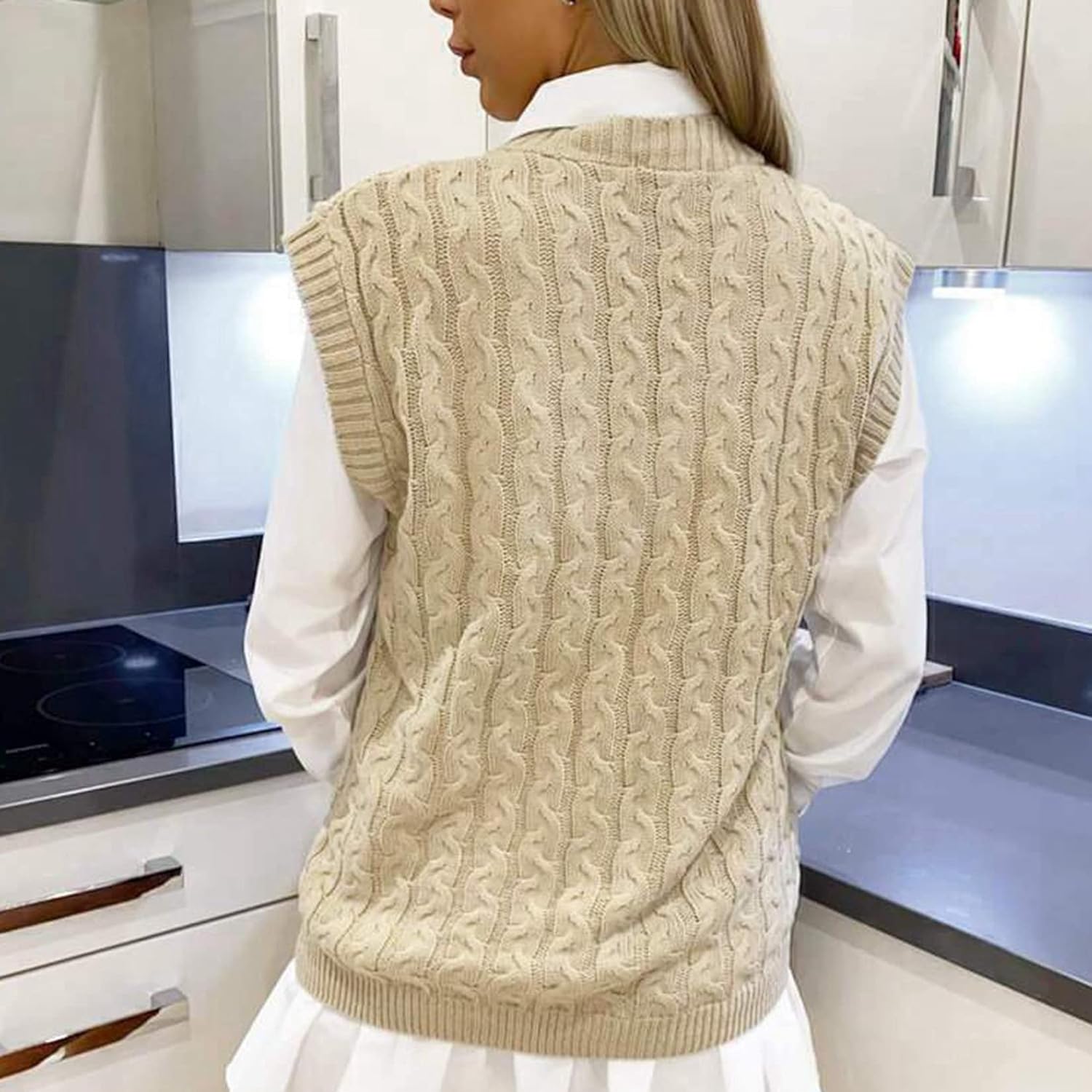 Cable Knit Tank Top Jumper WearAll