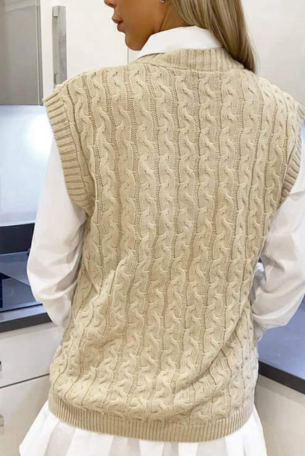 Plus Size Cable Knit Tank Top Jumper WearAll