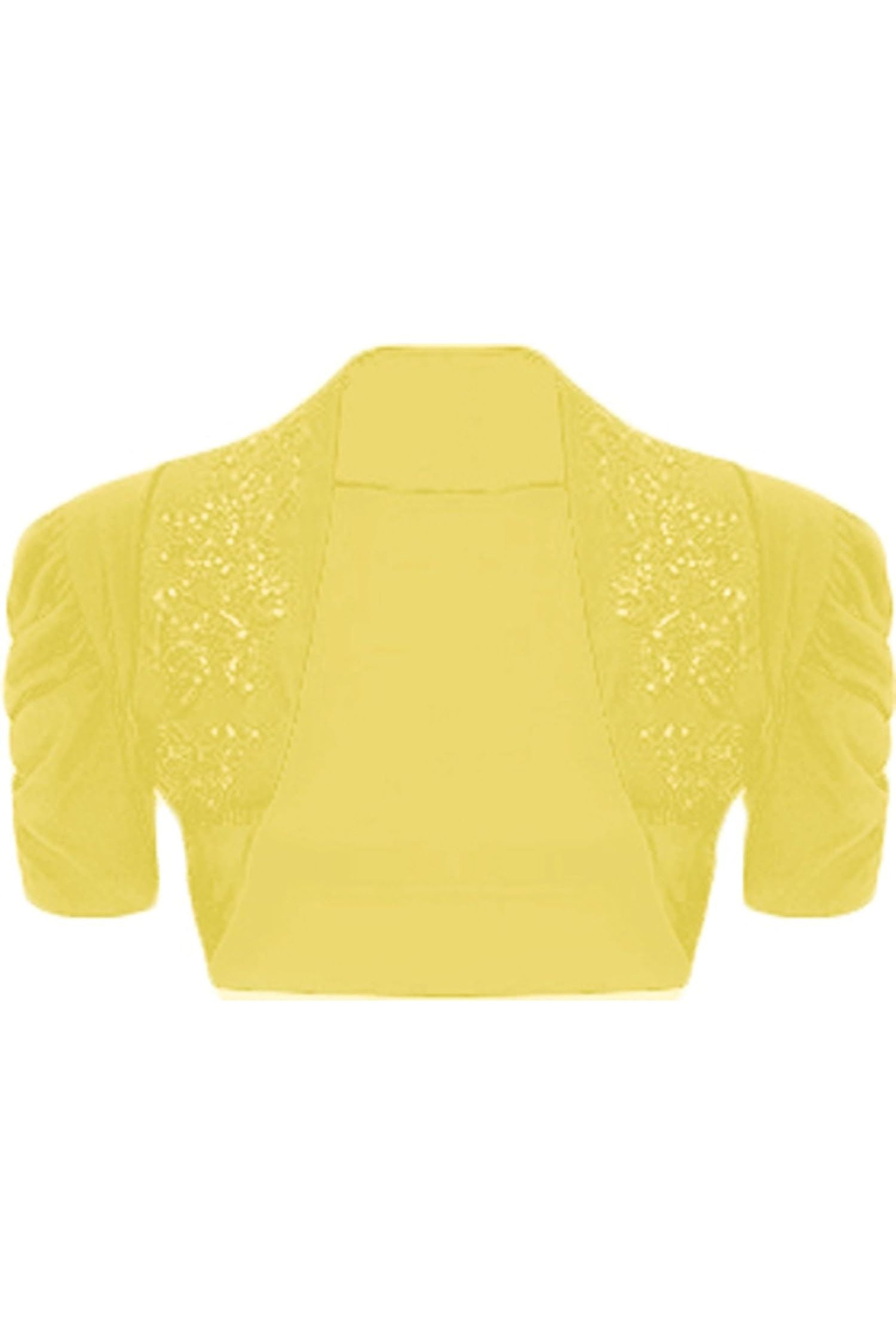 Puff Sleeve Beaded Shrug Tops WearAll Yellow 8-10