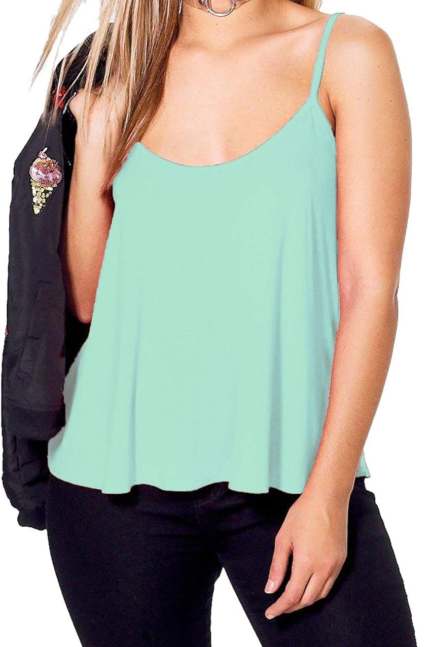 Plus Size Cami Strappy Sleeveless Swing Vest Top Tops WearAll