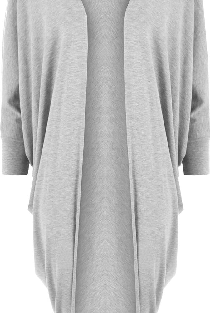 Plus Size Batwing Long Open Cardigan Top Maxi Cardigan WearAll Light grey 16-18