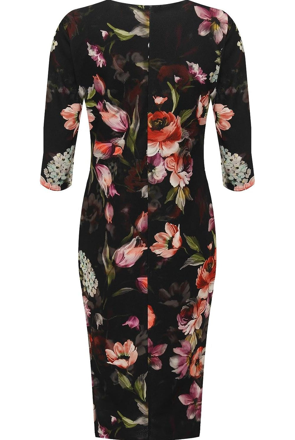 Floral Print Crepe New Ladies Bodycon Midi Dress Dress WearAll