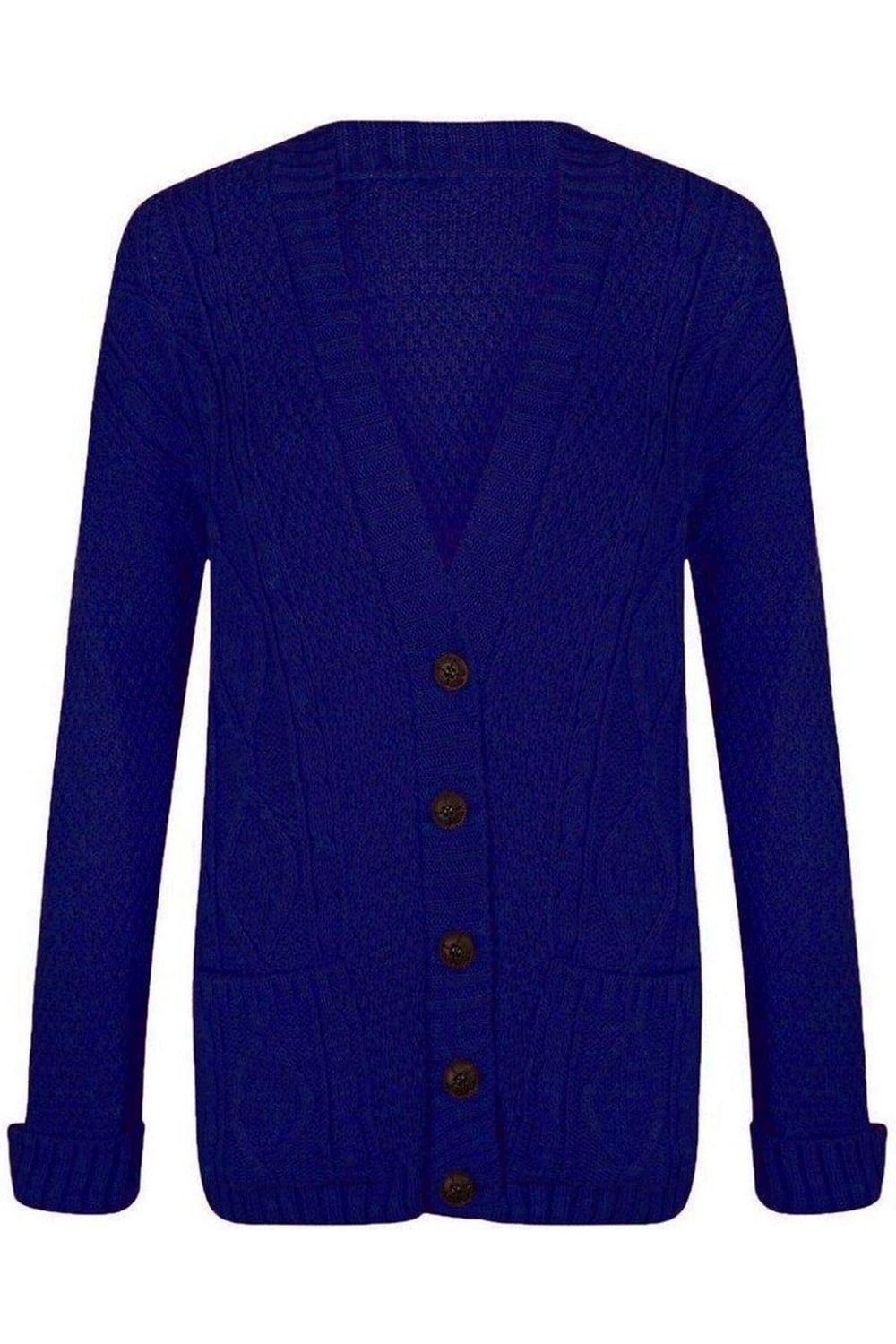 Cable Knitted Button Cardigan Knitted Cardigan WearAll Royal 8-10