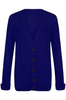 Plus Size Cable Knitted Button Cardigan Knitted Cardigan WearAll Royal 16-18