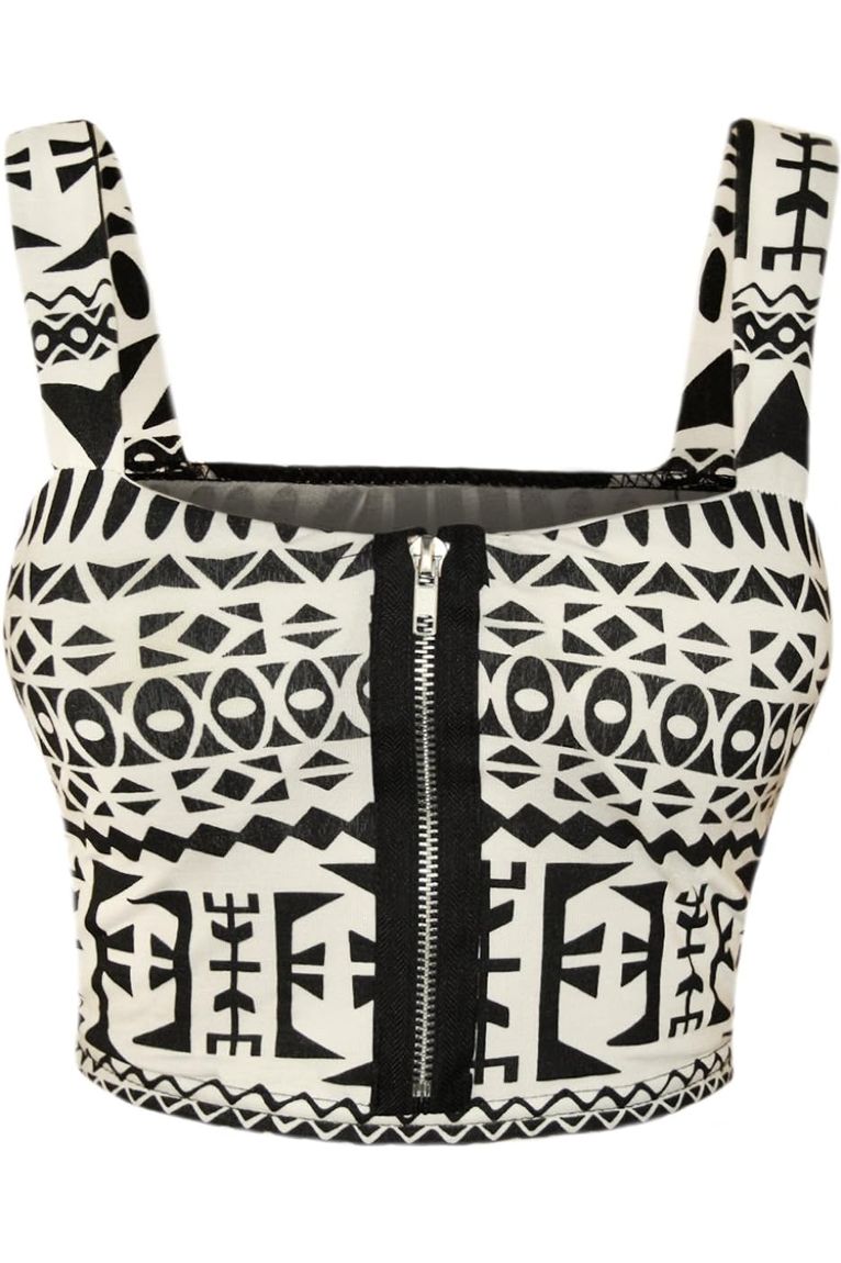 Army Camouflage Print Zip Boobtube Crop Top BraTop WearAll Big Aztec 8-10