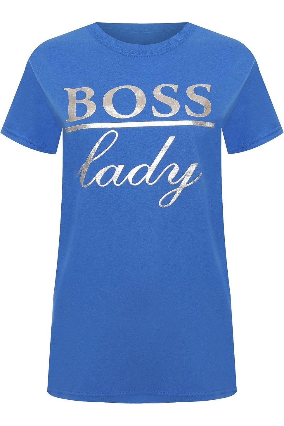 Boss Lady Print Short Sleeve T-Shirt Top Tops WearAll Blue 14