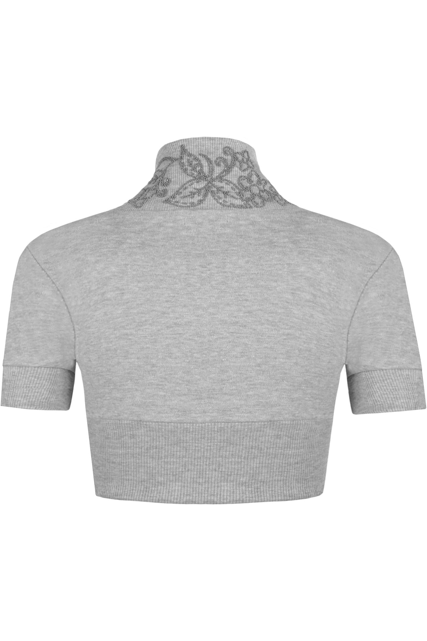 Short Sleeve Beaded Shrug Tops WearAll