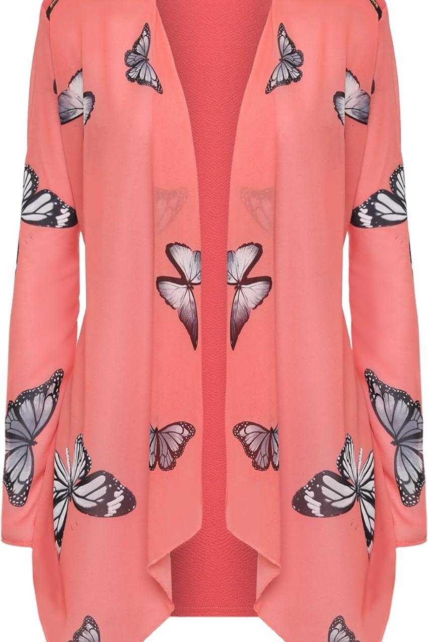 Chiffon Butterfly Print Sheer Cardigan Top cardigan WearAll