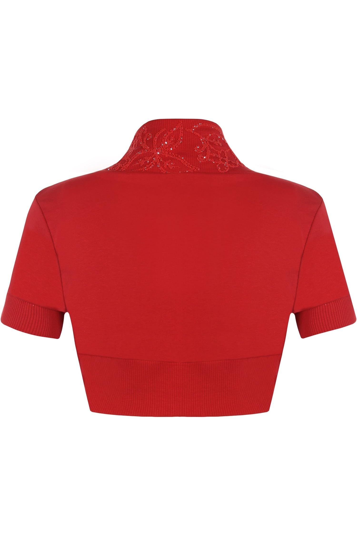 Short Sleeve Beaded Shrug Tops WearAll