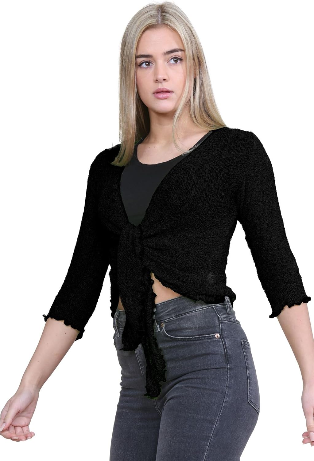 Tie Up Knitted Cropped Bolero Shrug Shrugs WearAll