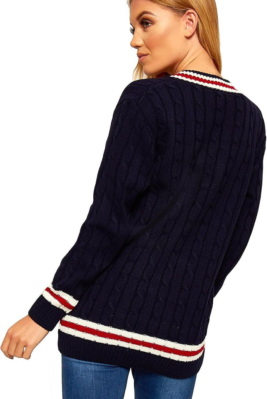 Cable Knitted Cricket Stripe Jumper Jumper WearAll