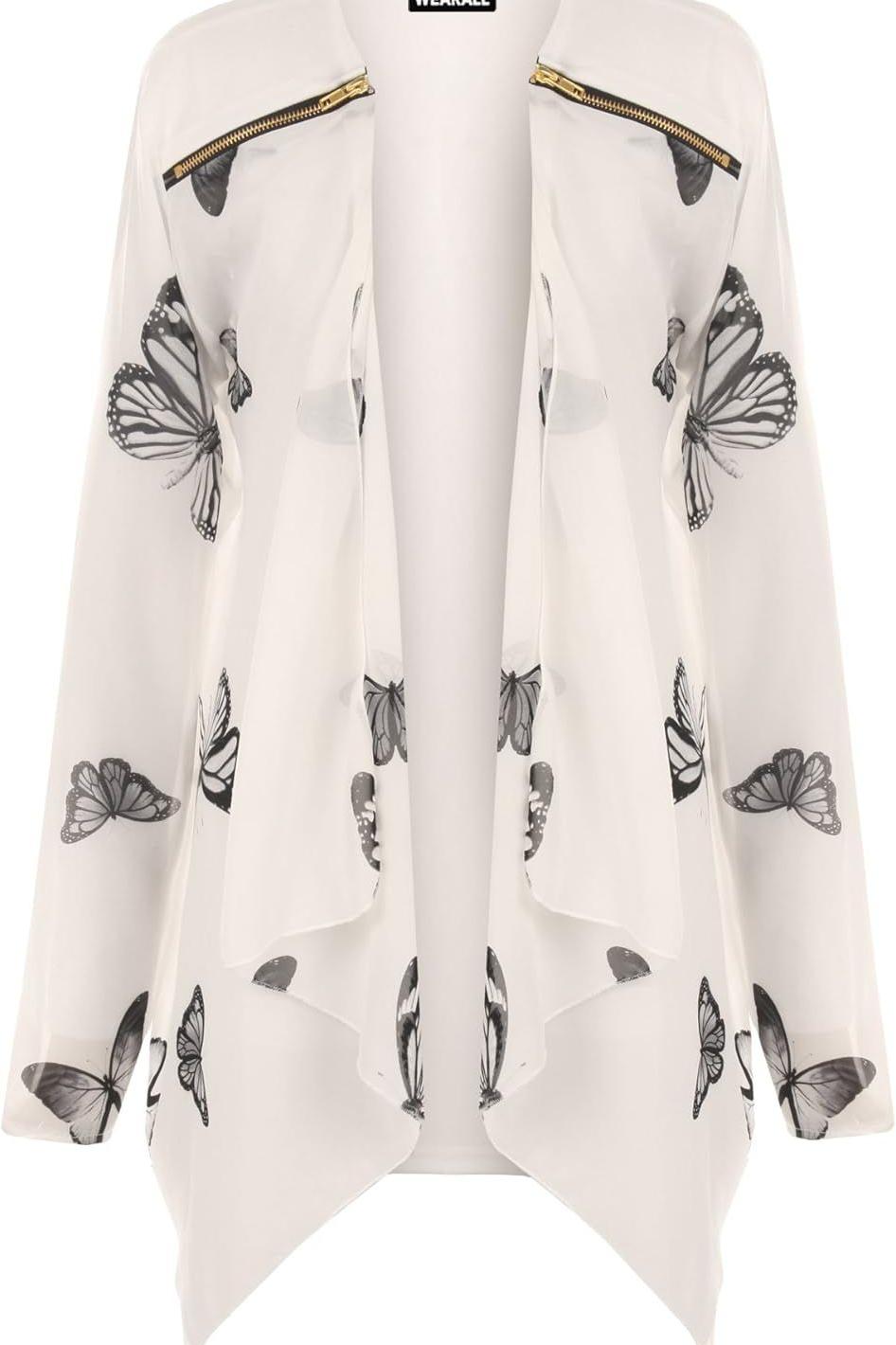 Chiffon Butterfly Print Sheer Cardigan Top cardigan WearAll