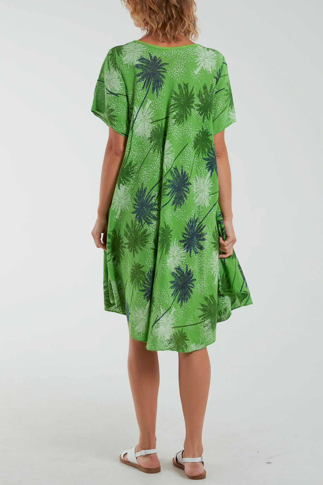Palm Tree Short Sleeve Midi Dress Dresses WearAll