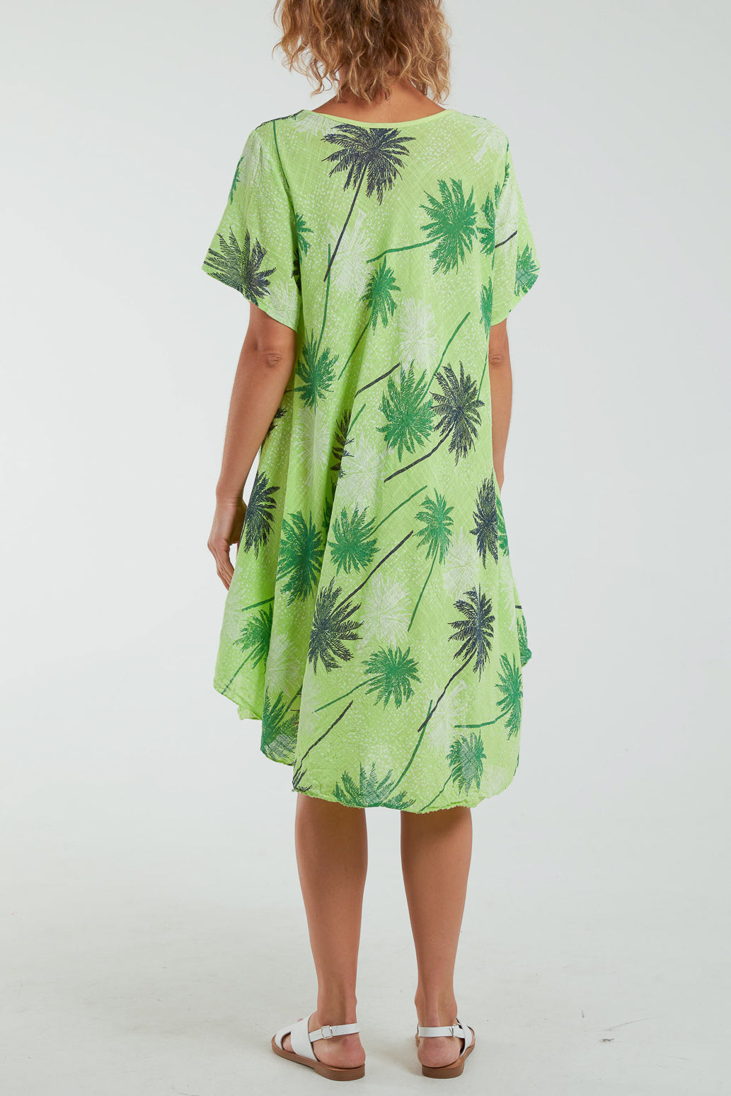 Palm Tree Short Sleeve Midi Dress Dresses WearAll