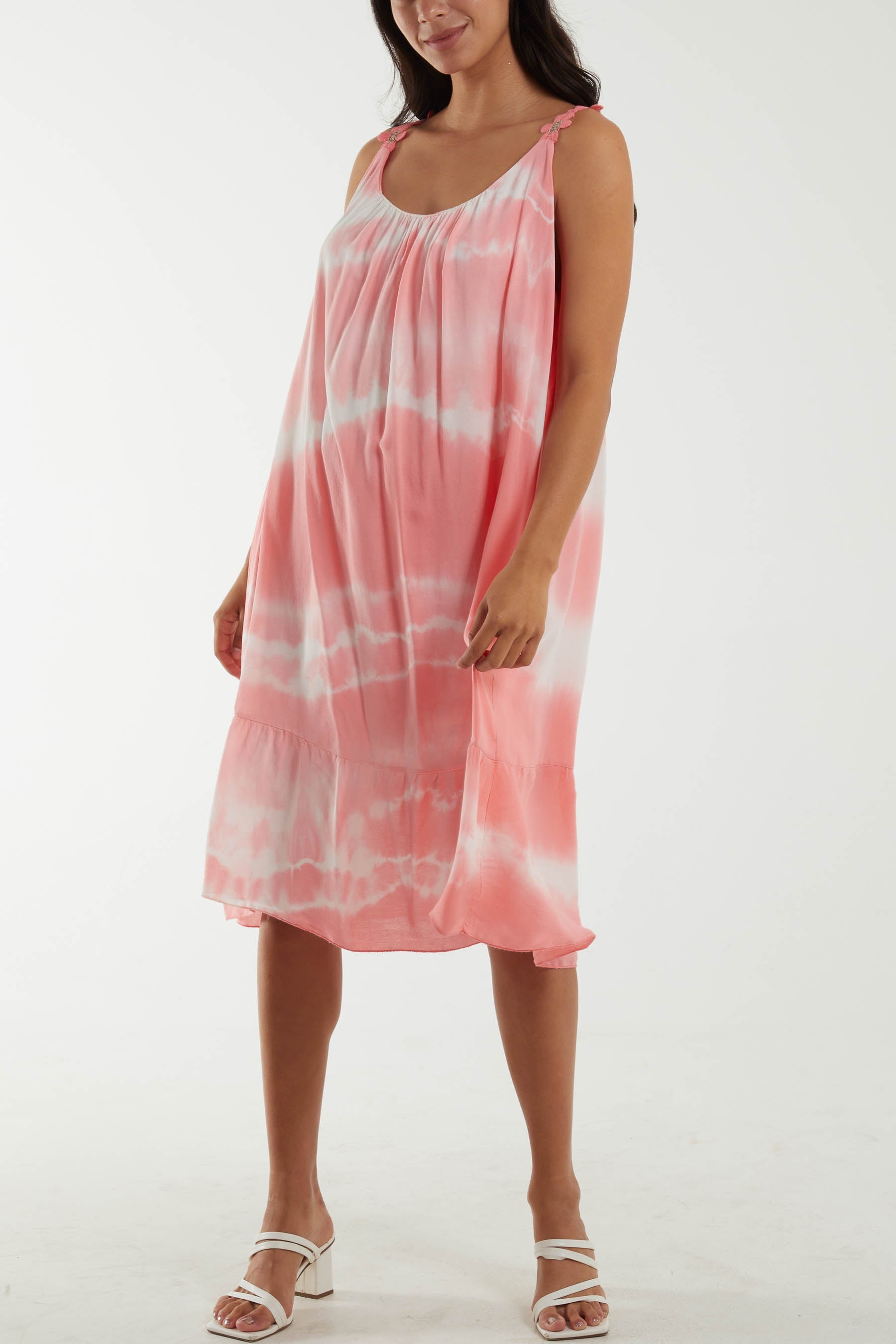 Tie Dye Swing Dress Dresses WearAll Coral One Size