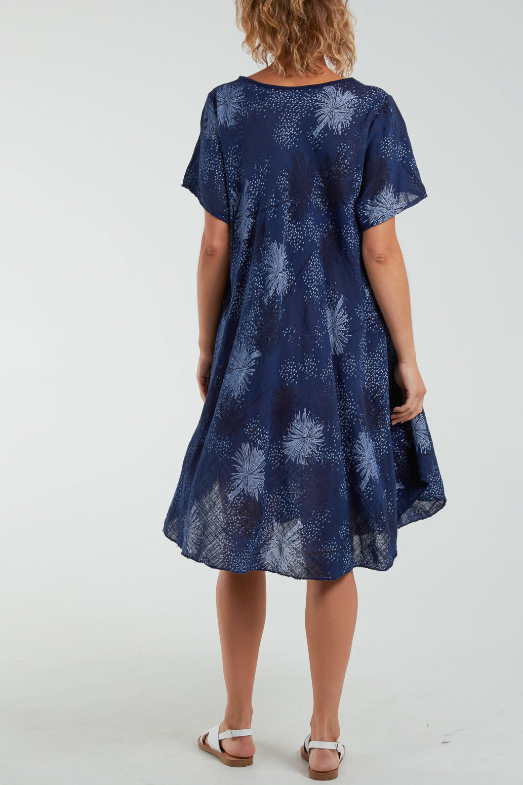 Palm Tree Short Sleeve Midi Dress Dresses WearAll