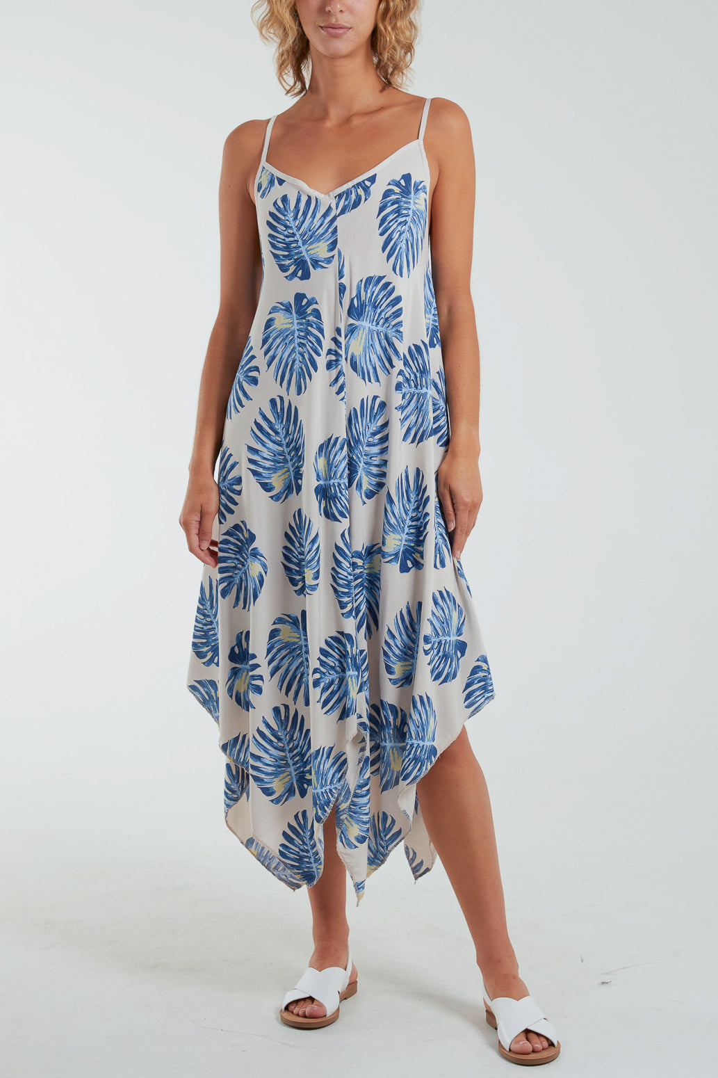 Palm Leaves Hanky Hem Cami Dress Dresses WearAll Stone One Size