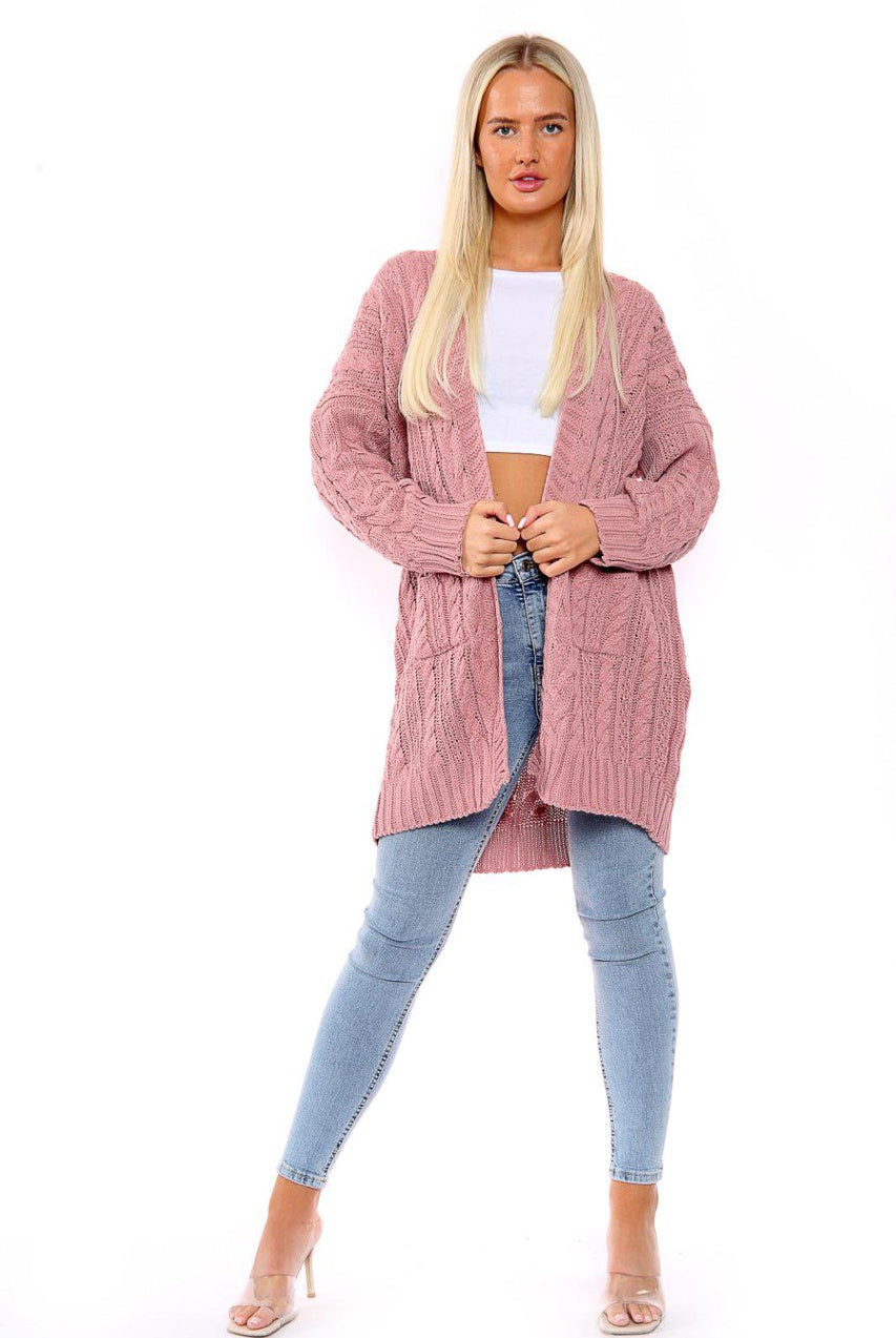 Open Style Slouchy Cardigan Knitted Cardigan WearAll Rose Pink One Size Fits (8-14)