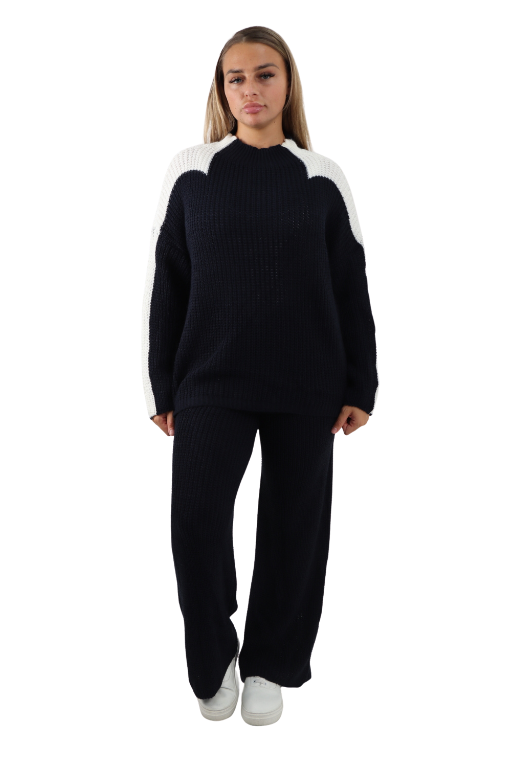 Italian Contrast Panel Knitted Top and Trouser Dresses WearAll