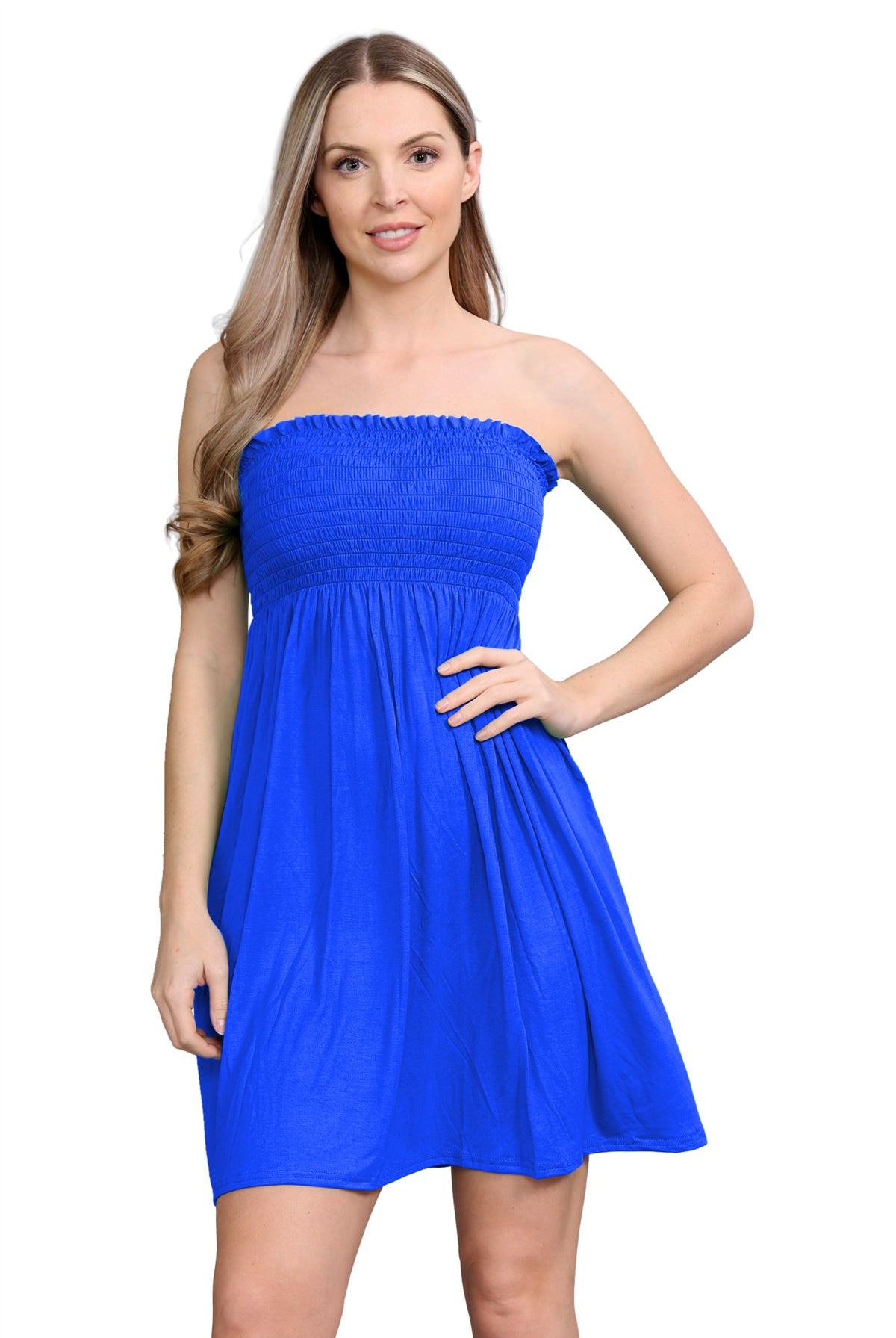 Bandeau Boobtube Sheering Top Top WearAll Royal Blue 8-10
