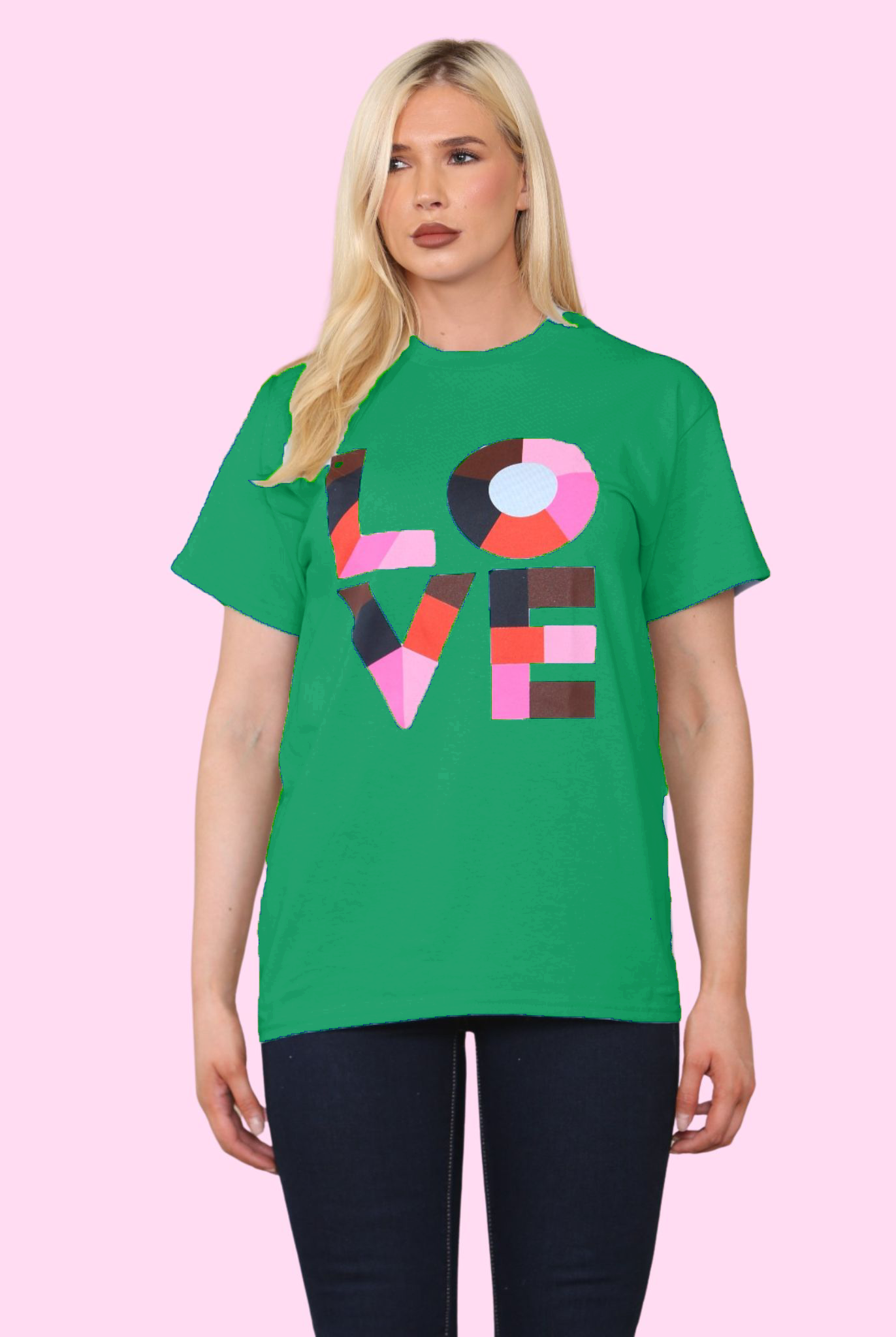Love Printed T-Shirt Shirts WearAll Green 8