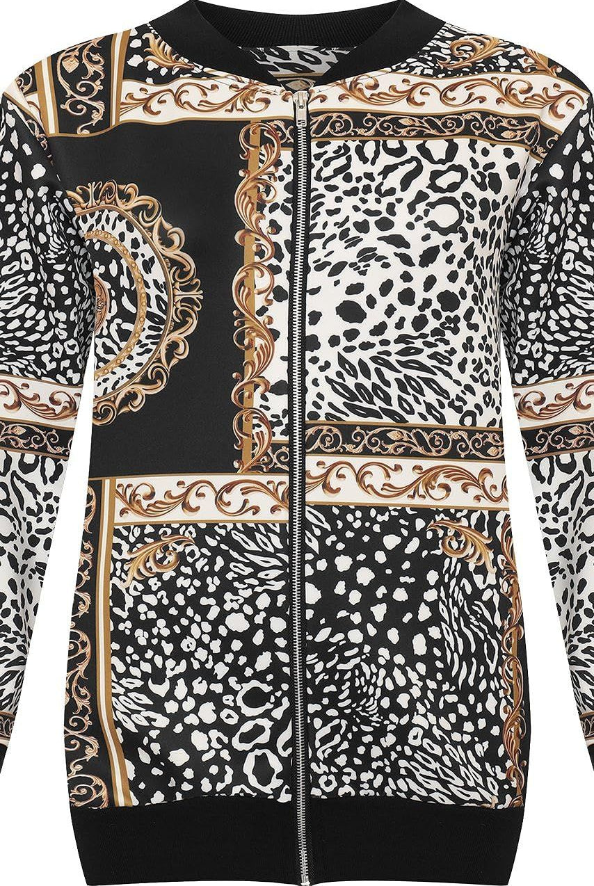 Plus Size Baroque Paisley Print Bomber Jacket Jacket WearAll