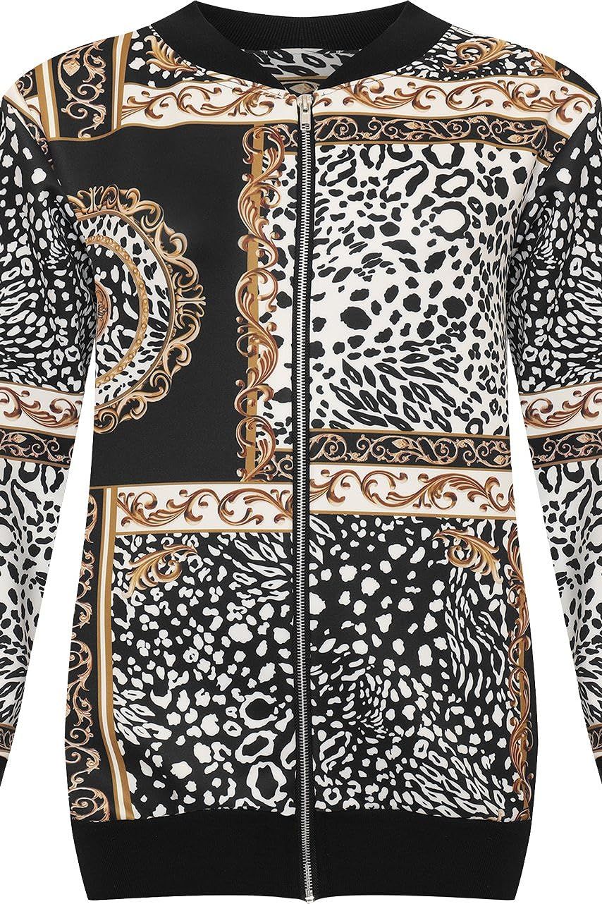 Plus Size Baroque Paisley Print Bomber Jacket Jacket WearAll