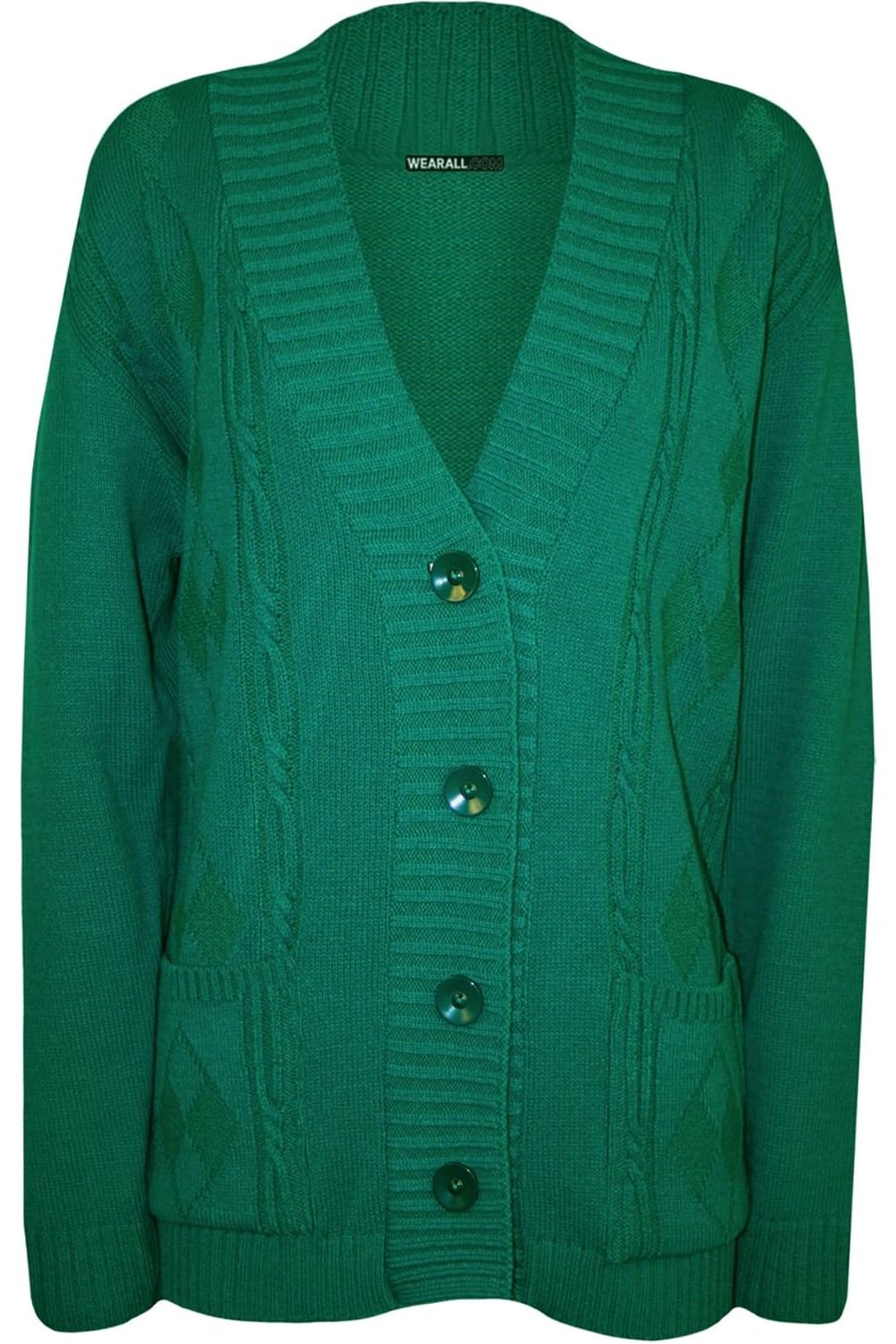 Plus Size Button Long Sleeve Pocket Knitted Cardigan Knitted Cardigan WearAll