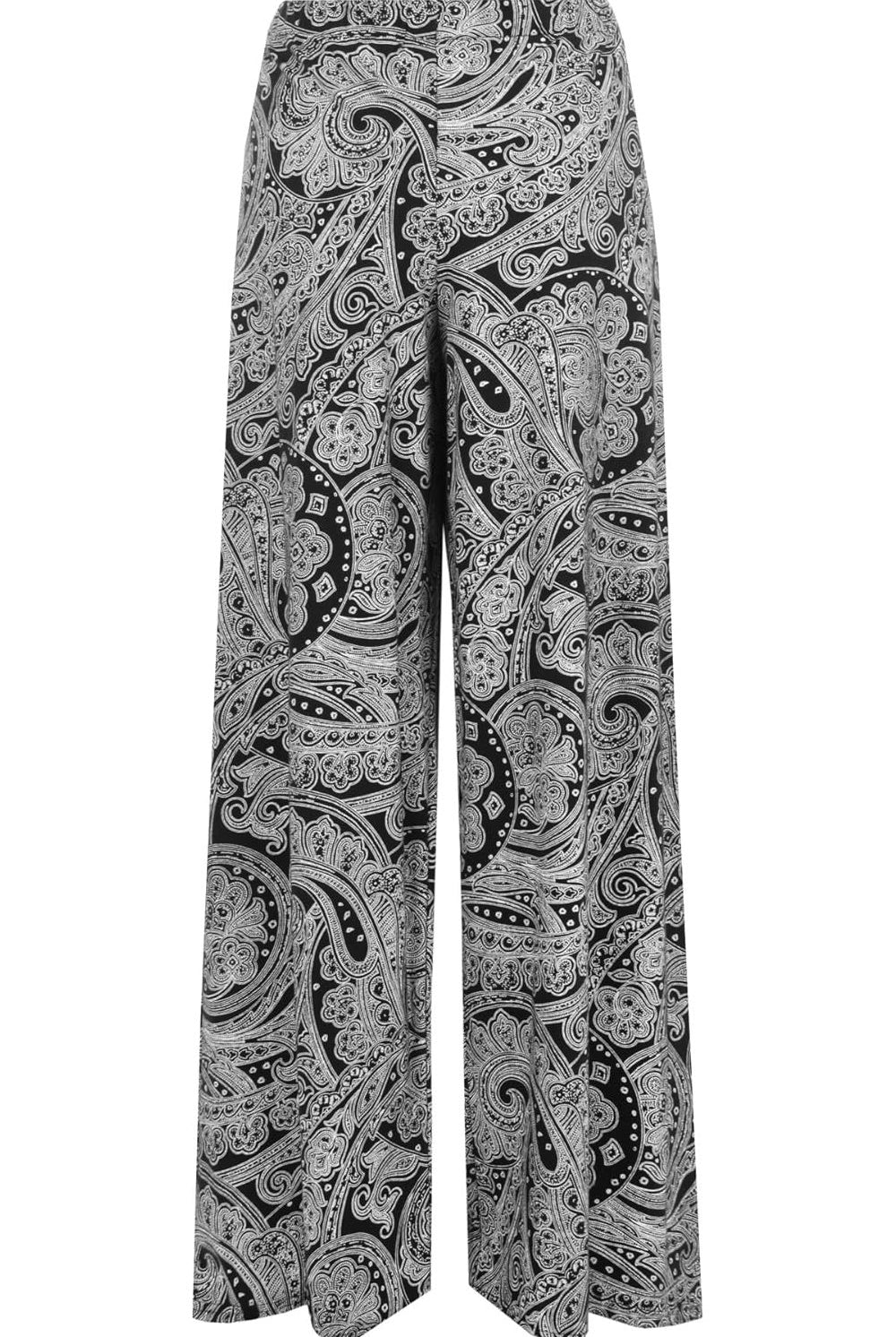 Big Paisley Print Palazzo Trouser Palazzo WearAll Black 12-14