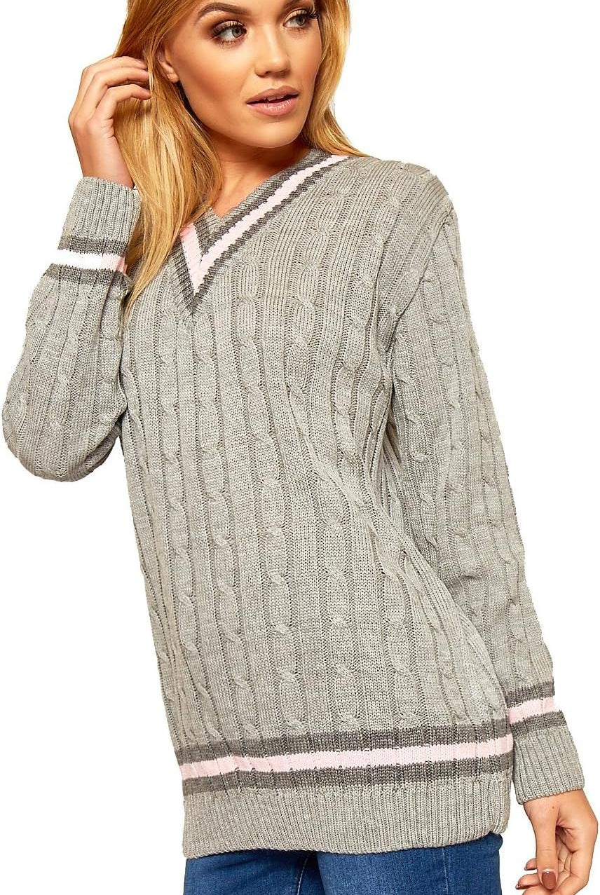 Cable Knitted Cricket Stripe Jumper Jumper WearAll