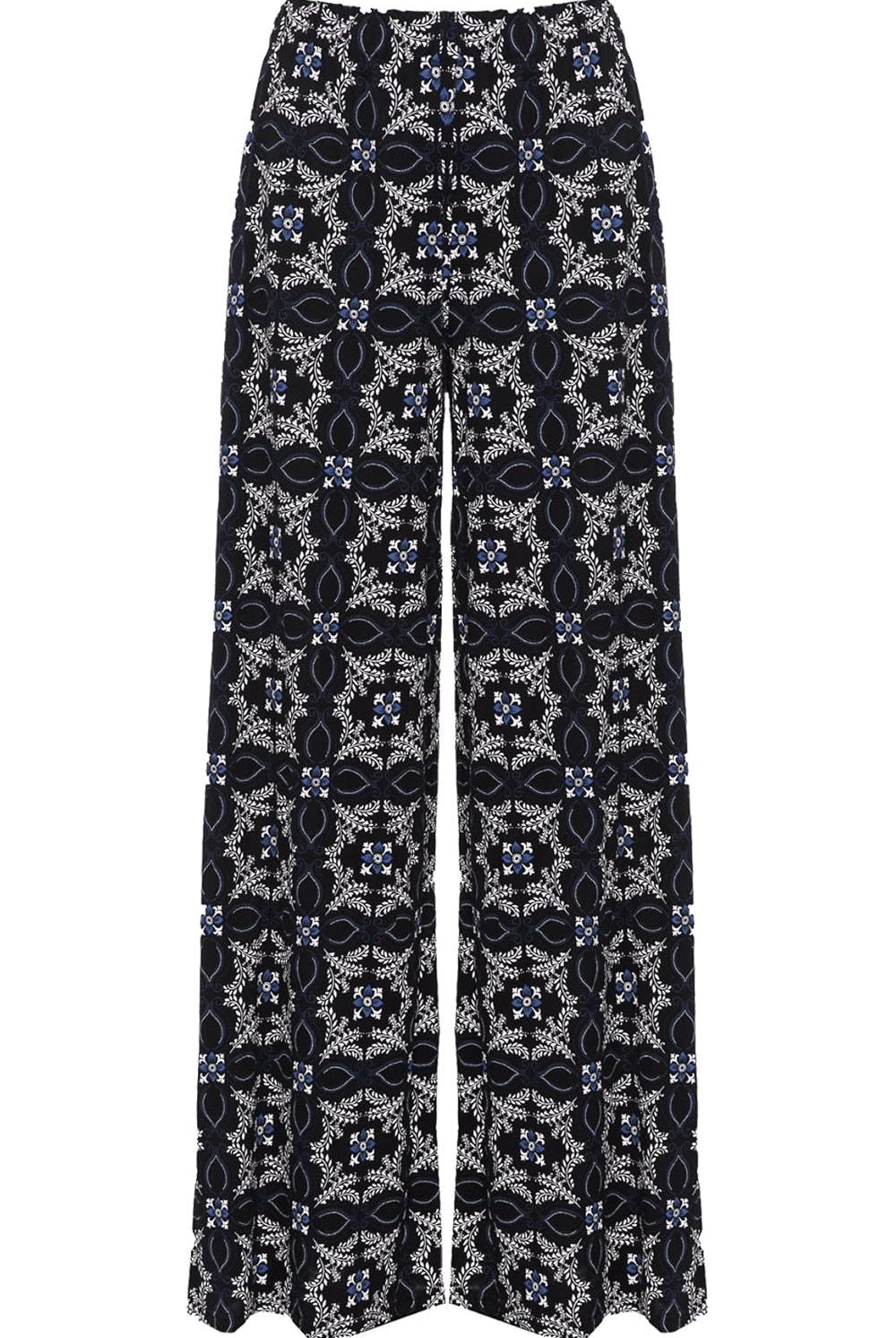 Square Floral Print Palazzo Trouser Palazzo WearAll Square Floral Blue 12-14