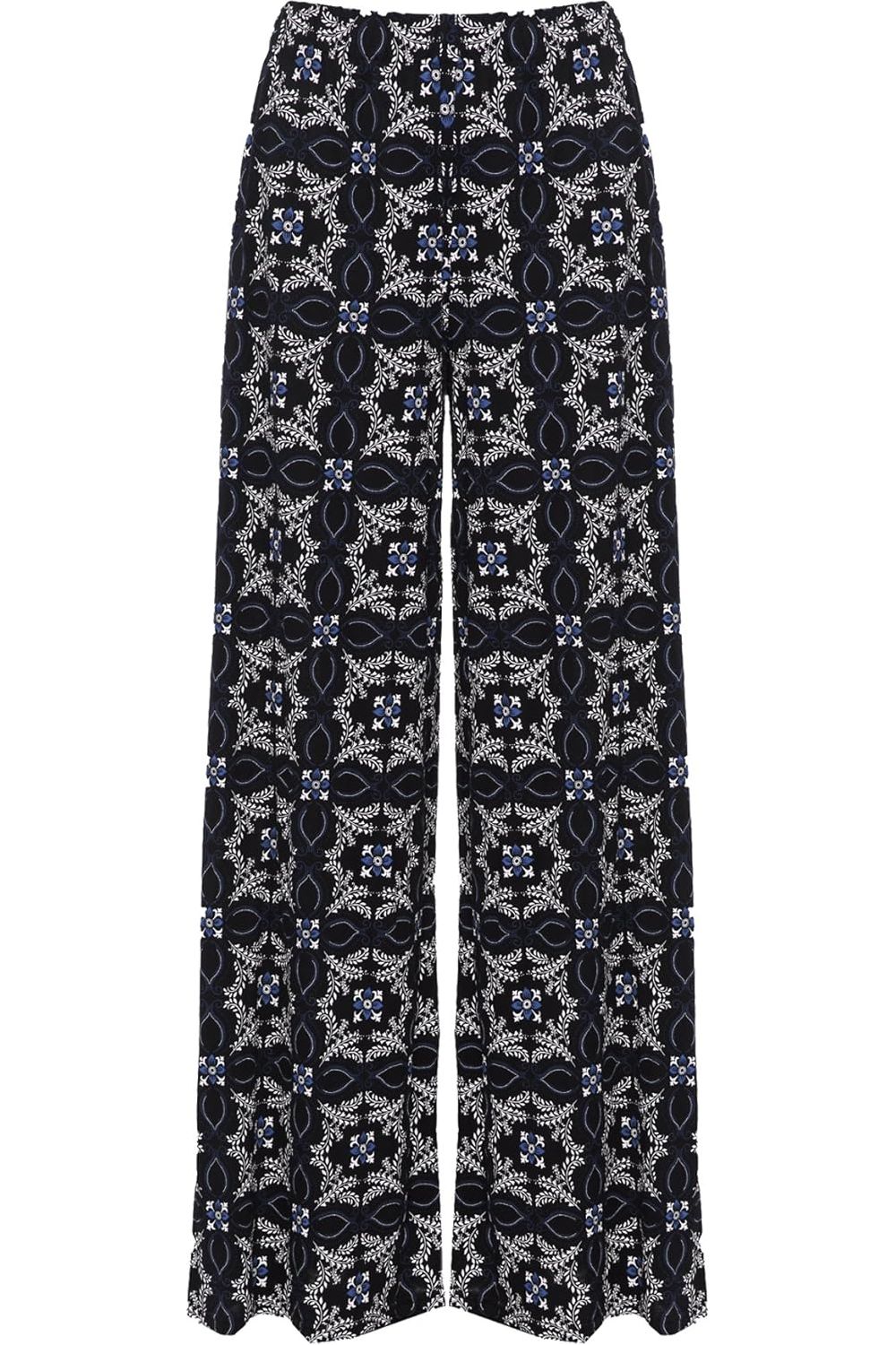 Square Floral Print Palazzo Trouser Palazzo WearAll Square Floral Blue 12-14