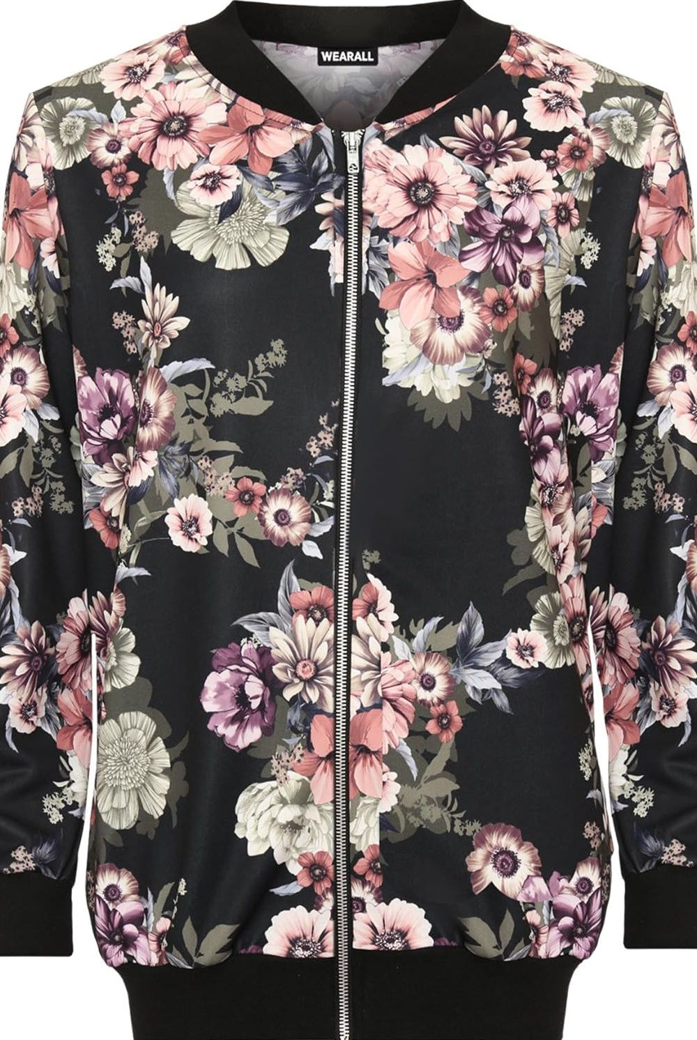 Floral Bomber Jacket Ladies Print Elasticated Jacket WearAll