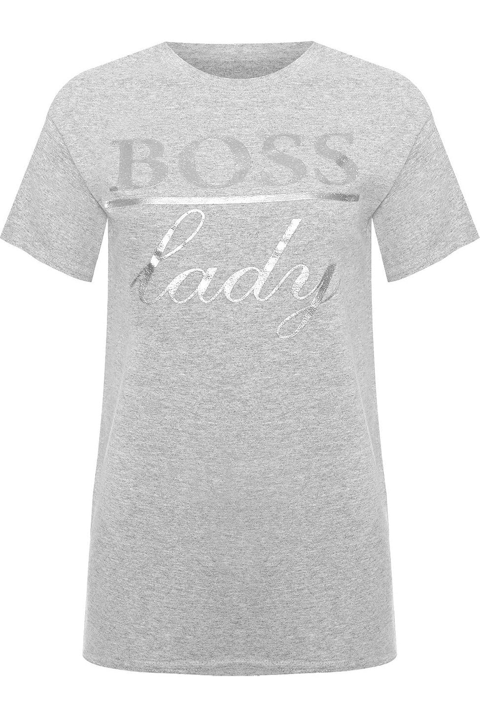 Boss Lady Print Short Sleeve T-Shirt Top Tops WearAll