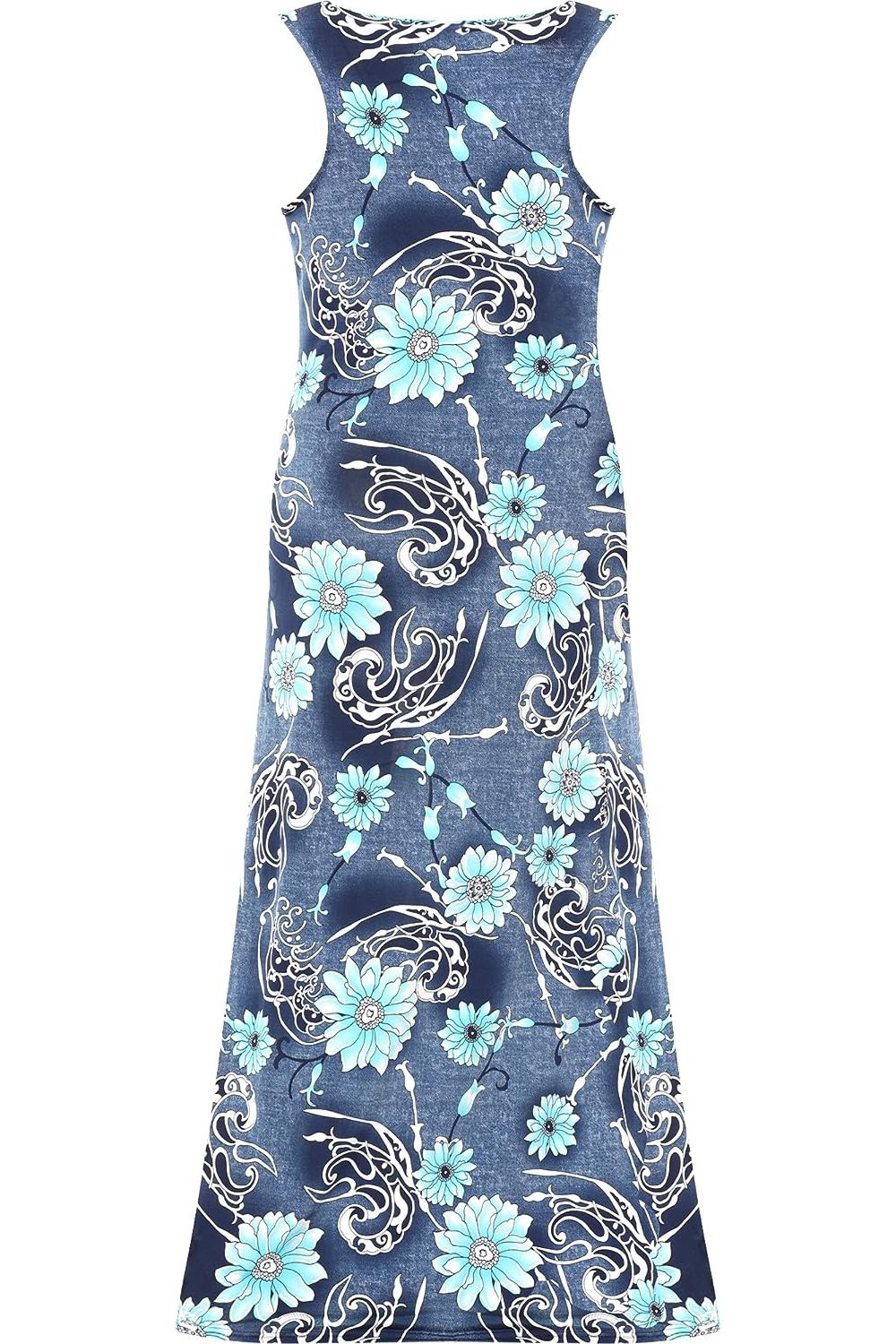Denim Look Print Sleeveless Maxi Dress Dress WearAll
