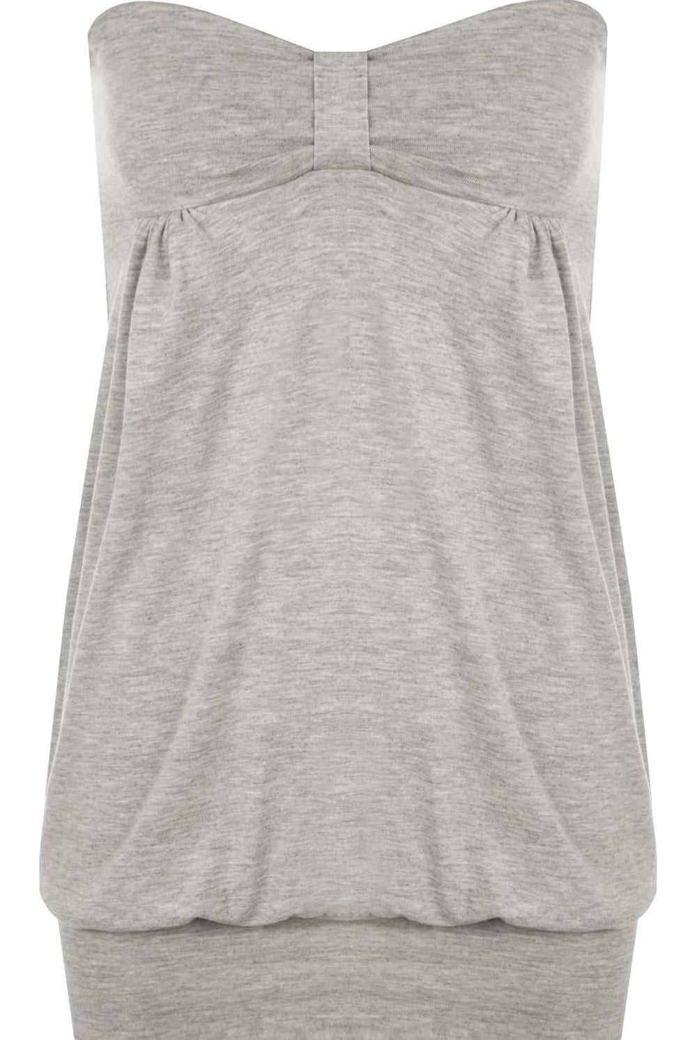 Long Boob Tube Strapless Top Tops WearAll Grey 8-10