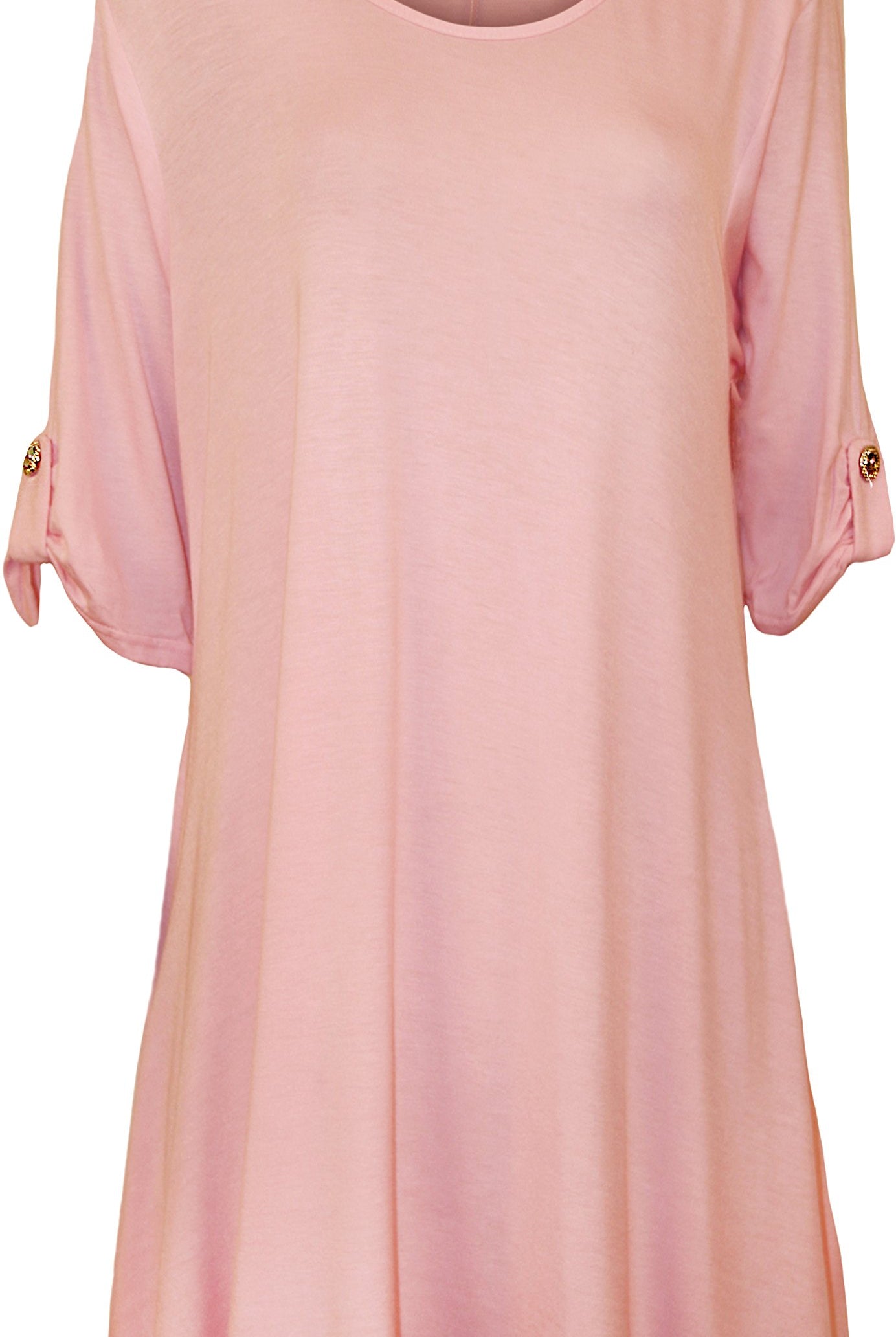 Womens Scoop Neck Flared Ladies Plain Tops Tops WearAll Pink 14