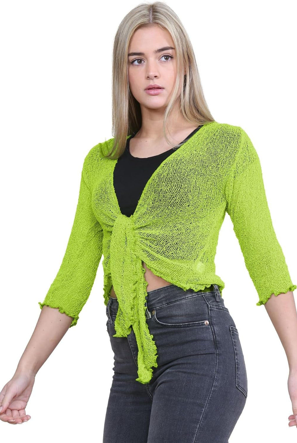 Tie Up Knitted Cropped Bolero Shrug Shrugs WearAll