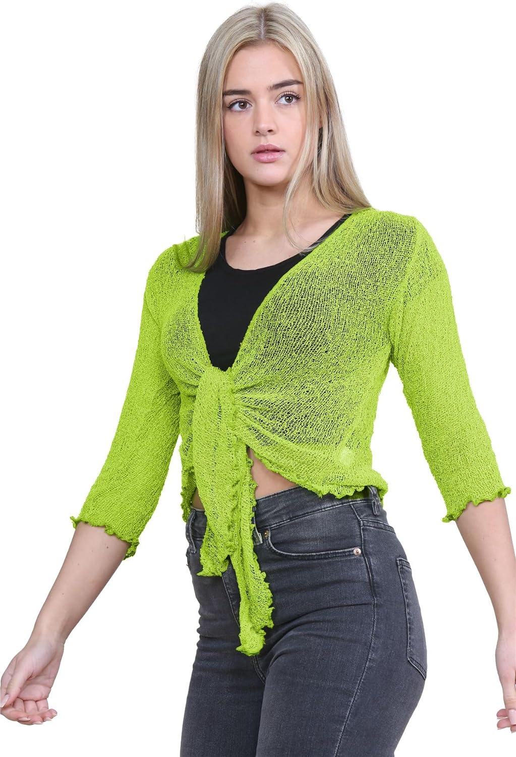 Tie Up Knitted Cropped Bolero Shrug Shrugs WearAll