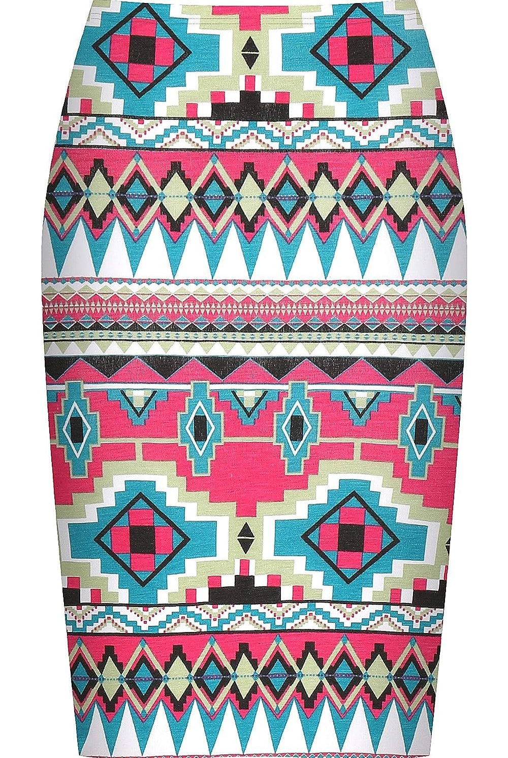 Printed Stretch Pencil Midi Skirt Skirt WearAll