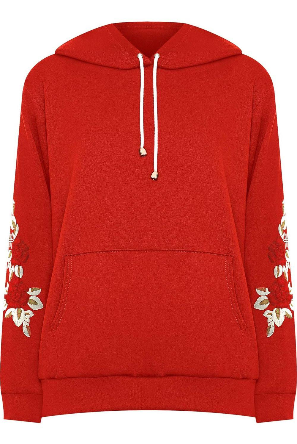 Embroidered Pouch Pocket Sweatshirt Tops WearAll Red 16-18