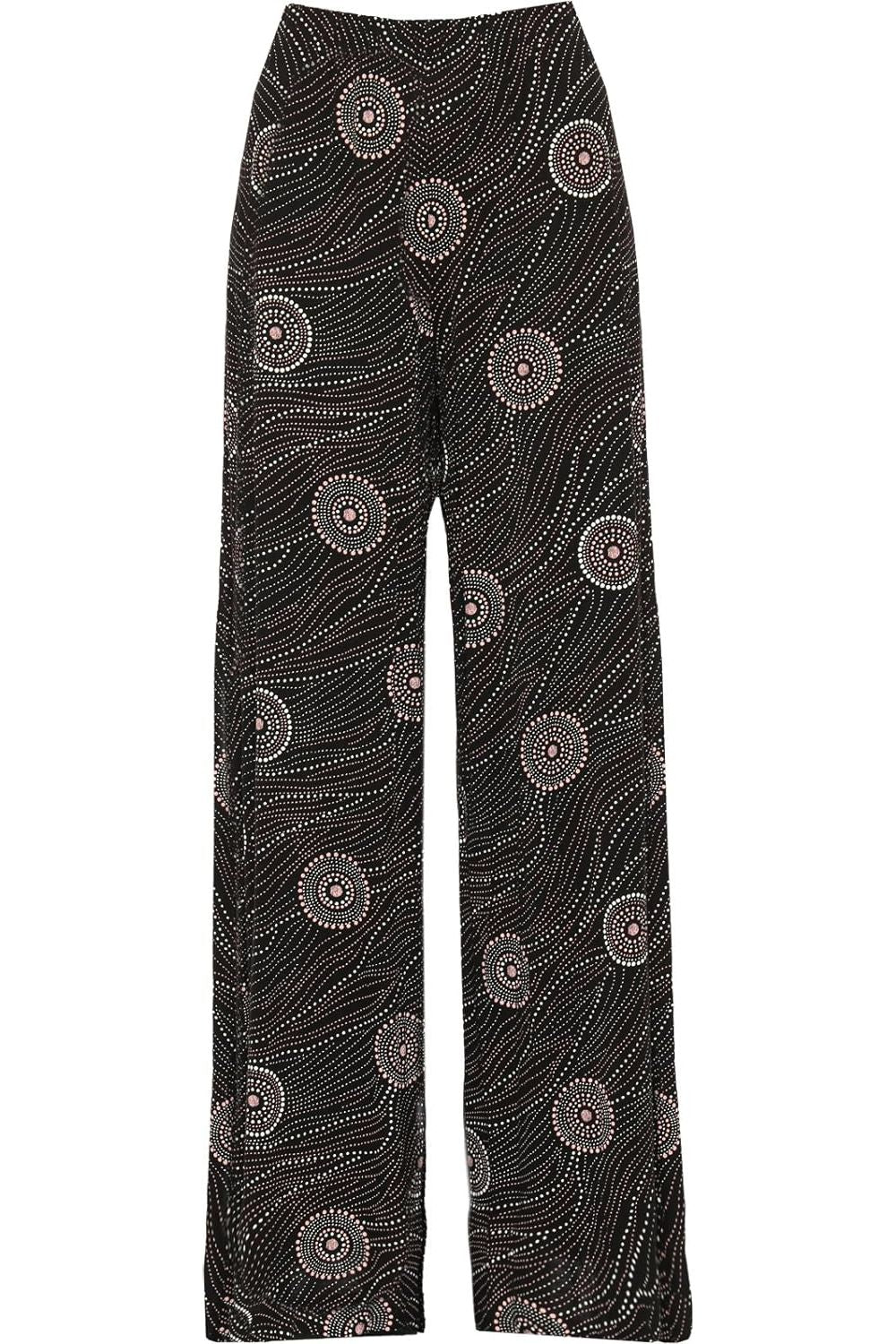 Black Pink Circle Print Palazzo Trouser Palazzo WearAll