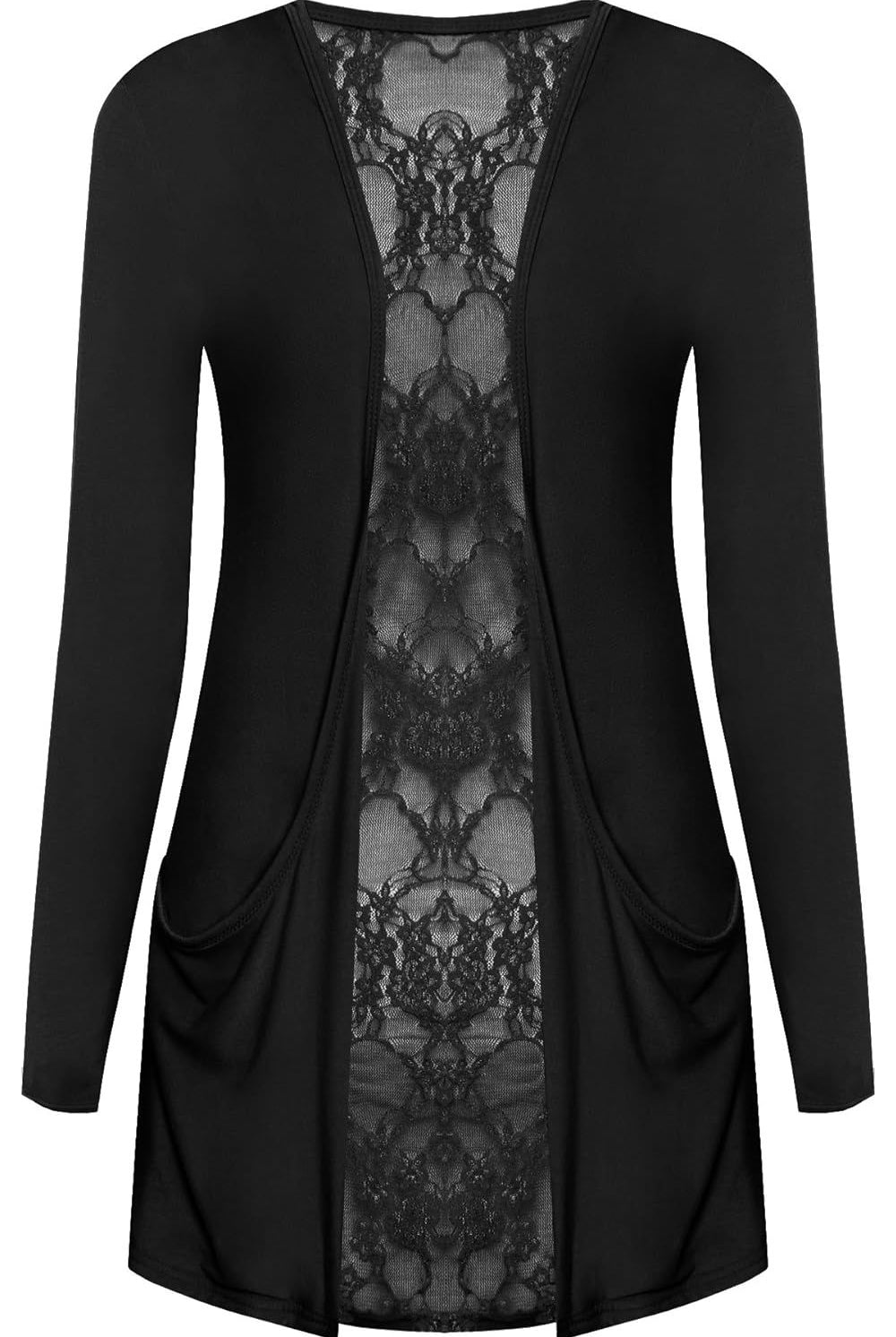 Lace Back Open Cardigan Boyfriend Top cardigan WearAll Black 8-10