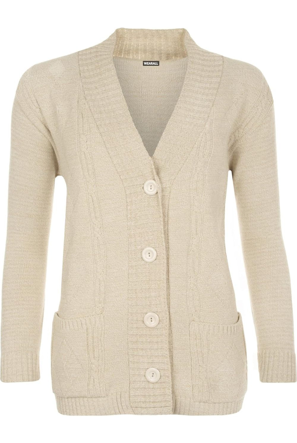 Plus Size Button Long Sleeve Pocket Knitted Cardigan Knitted Cardigan WearAll