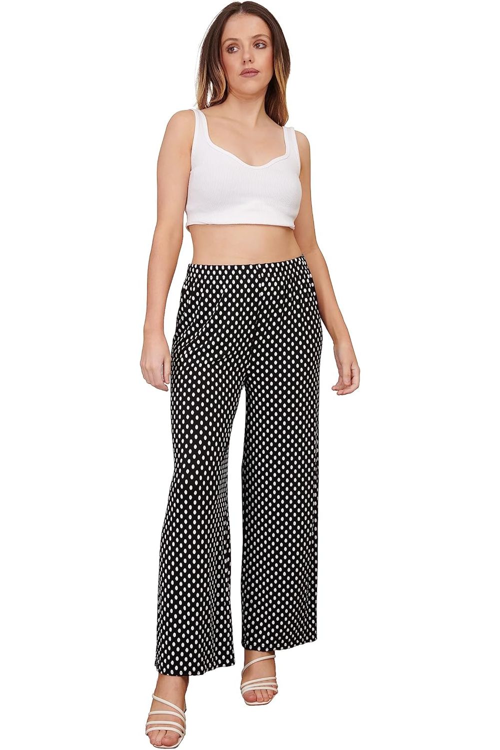 Black Spot Print Palazzo Trouser Palazzo WearAll Black Spot 8-10